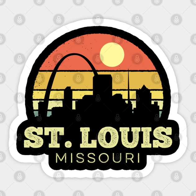 St Louis Missouri Vintage Sunset Sticker by DetourShirts